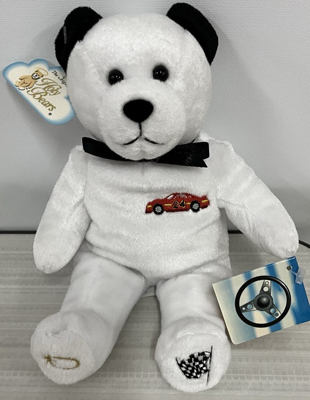 NOS Tags Vintage 9" Holy Bears !GOD BLESS RACE CAR DRIVERS! 2001 Bean Bag Plush